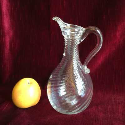 Elegant Norman pitcher, in clear glass, Normandy XVIIIth century
