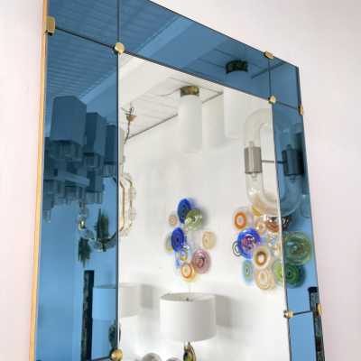 blue mirror crystal art fontana arte italy 1960 1950