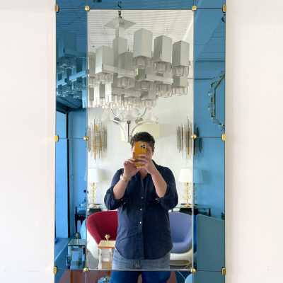 blue mirror crystal art fontana arte italy 1960 1950