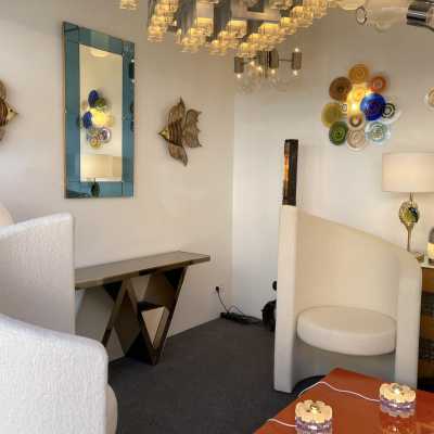 blue mirror crystal art fontana arte italy 1960 1950