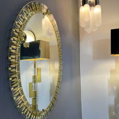 mirror glass golden crystal art fontana arte italy 1960 1970
