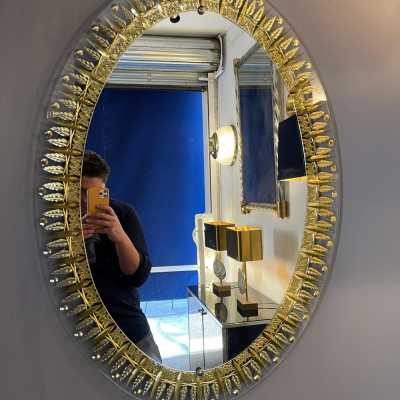 mirror glass golden crystal art fontana arte italy 1960 1970