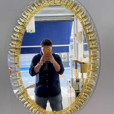 mirror glass golden crystal art fontana arte italy 1960 1970
