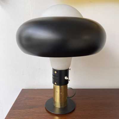 lacquered metal lamp opaline glass brass stilnovo italy 1950 1960