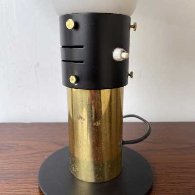 lacquered metal lamp opaline glass brass stilnovo italy 1950 1960