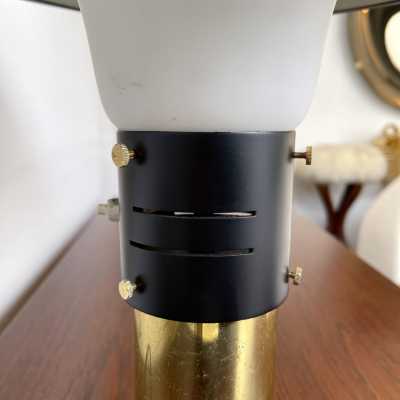 lacquered metal lamp opaline glass brass stilnovo italy 1950 1960