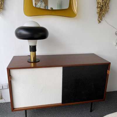 lacquered metal lamp opaline glass brass stilnovo italy 1950 1960