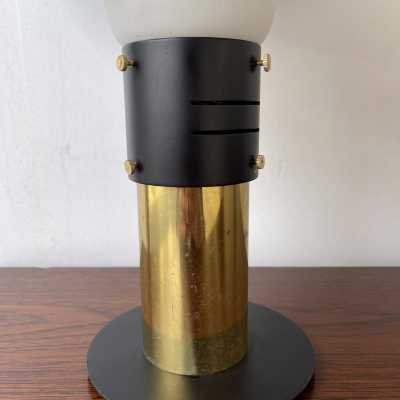 lacquered metal lamp opaline glass brass stilnovo italy 1950 1960