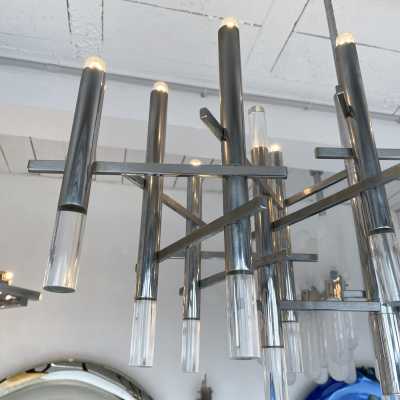 Chandelier metal plexiglass sciolari reggiani italy 1970