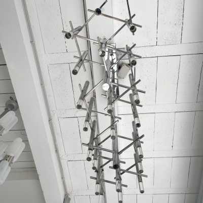 Chandelier metal plexiglass sciolari reggiani italy 1970