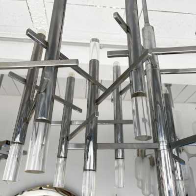 Chandelier metal plexiglass sciolari reggiani italy 1970