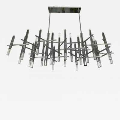 Chandelier metal plexiglass sciolari reggiani italy 1970