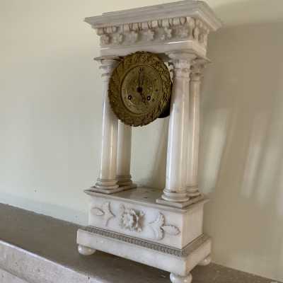Portico clock in alabaster