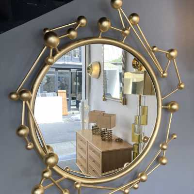 contemporary mirror atomo wrought iron gold leaf antonio cagianelli italy