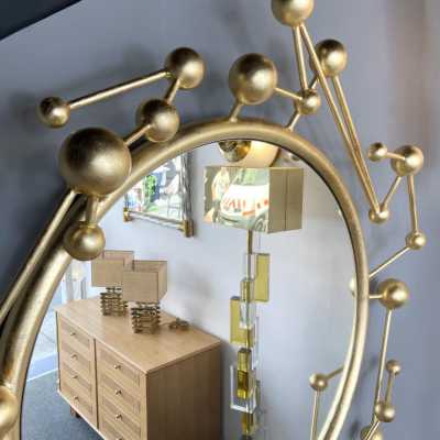 contemporary mirror atomo wrought iron gold leaf antonio cagianelli italy