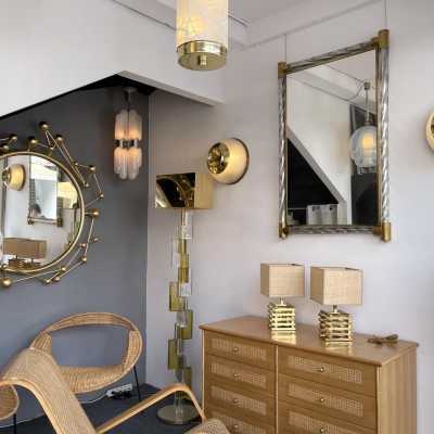 contemporary mirror atomo wrought iron gold leaf antonio cagianelli italy