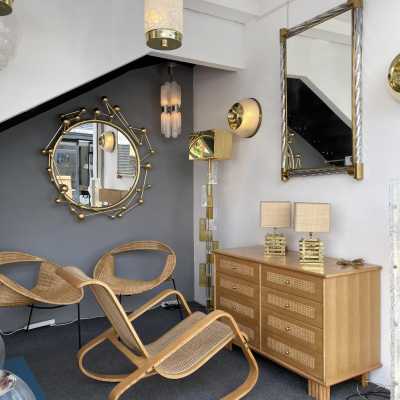 contemporary mirror atomo wrought iron gold leaf antonio cagianelli italy