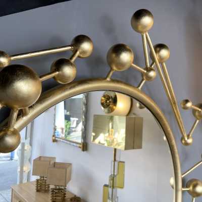 contemporary mirror atomo wrought iron gold leaf antonio cagianelli italy
