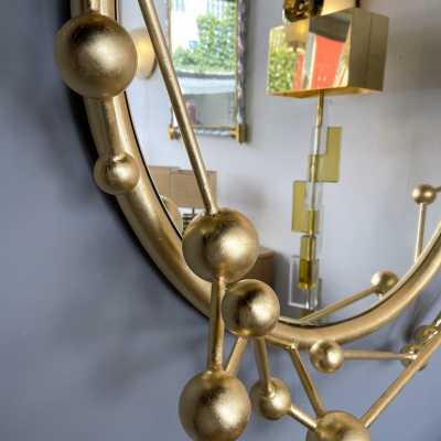 contemporary mirror atomo wrought iron gold leaf antonio cagianelli italy