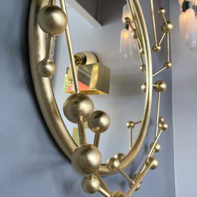 contemporary mirror atomo wrought iron gold leaf antonio cagianelli italy