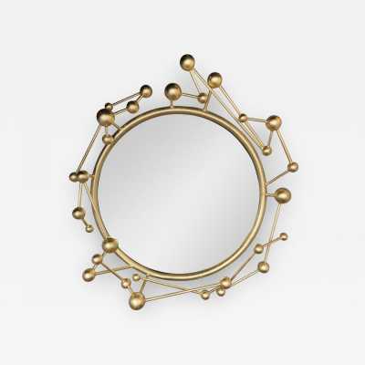 contemporary mirror atomo wrought iron gold leaf antonio cagianelli italy