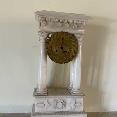 Portico clock in alabaster