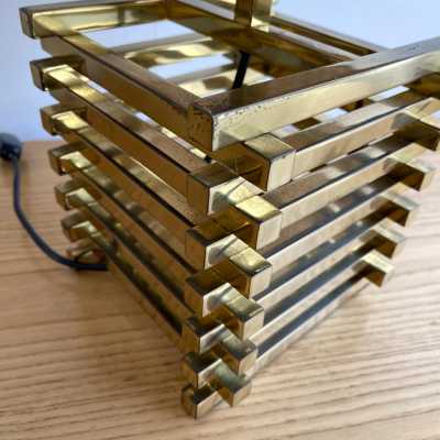Sciolari brass cage lamp Italy 1970