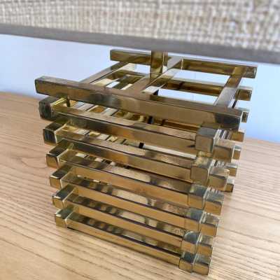 Sciolari brass cage lamp Italy 1970