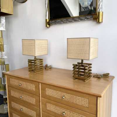 lamps pair brass sciolari italy 1970