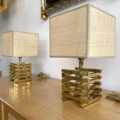 lamps pair brass sciolari italy 1970