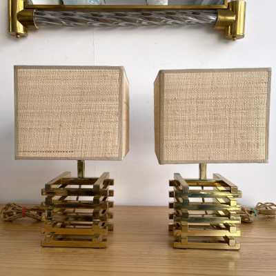 lamps pair brass sciolari italy 1970