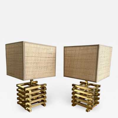 lamps pair brass sciolari italy 1970