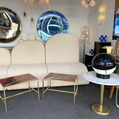 Ends of sofa coffee table brass ceramic Italy 1970 1960