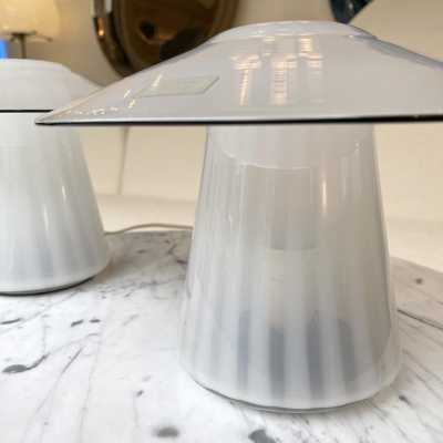 lamps pair mushroom murano glass venini italy 1970