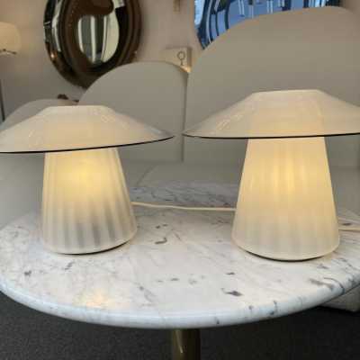 lamps pair mushroom murano glass venini italy 1970