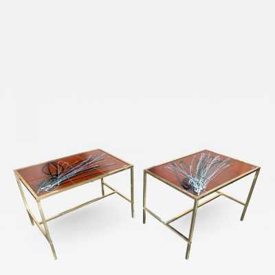 Ends of sofa coffee table brass ceramic Italy 1970 1960