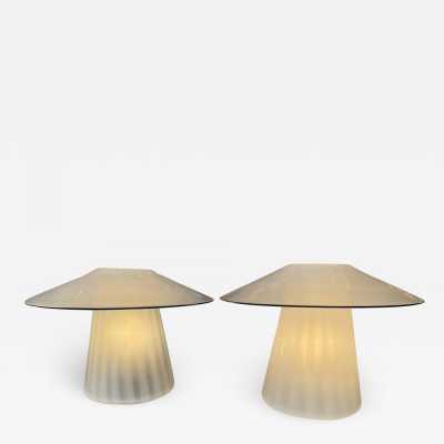 lamps pair mushroom murano glass venini italy 1970