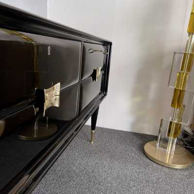 chest of drawers black lacquer brass vittorio dassi italy 1950