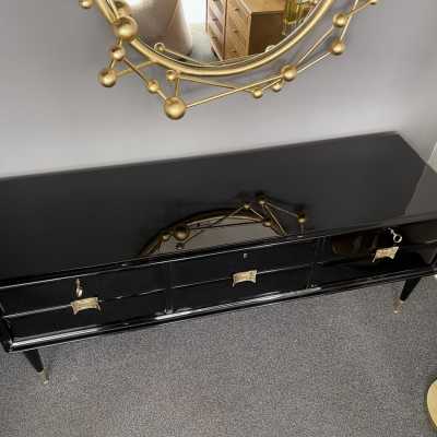 chest of drawers black lacquer brass vittorio dassi italy 1950