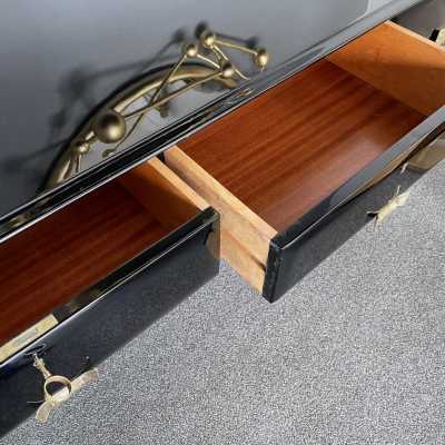 chest of drawers black lacquer brass vittorio dassi italy 1950