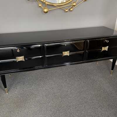 chest of drawers black lacquer brass vittorio dassi italy 1950