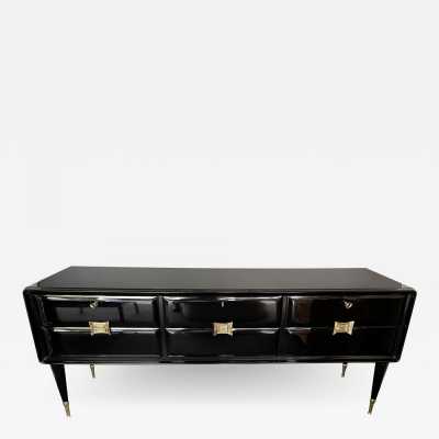 chest of drawers black lacquer brass vittorio dassi italy 1950