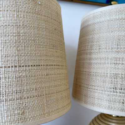 lamps pair rattan brass italy 1970