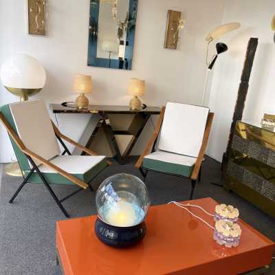 lamps pair rattan brass italy 1970