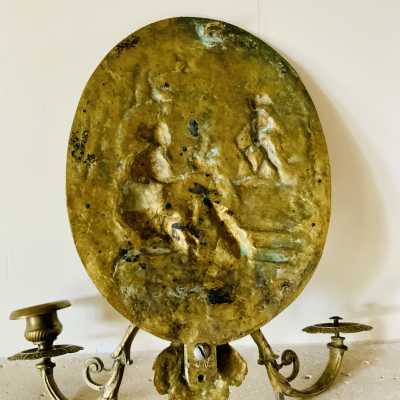 Oval bronze wall lamp "Bouquet to love"