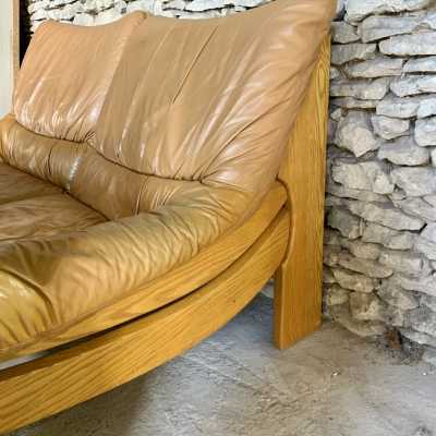 Leather and wood lounge