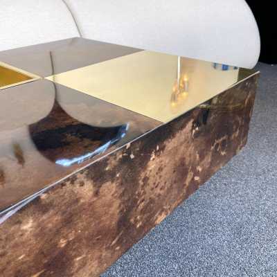 coffee table parchment brass aldo tura italy 1970 1960
