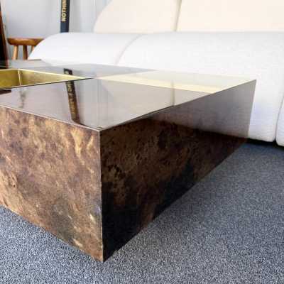 coffee table parchment brass aldo tura italy 1970 1960