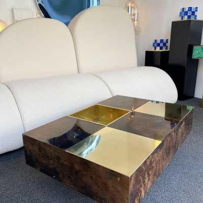 coffee table parchment brass aldo tura italy 1970 1960