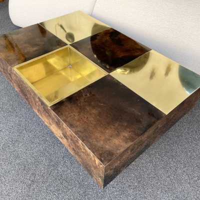 coffee table parchment brass aldo tura italy 1970 1960